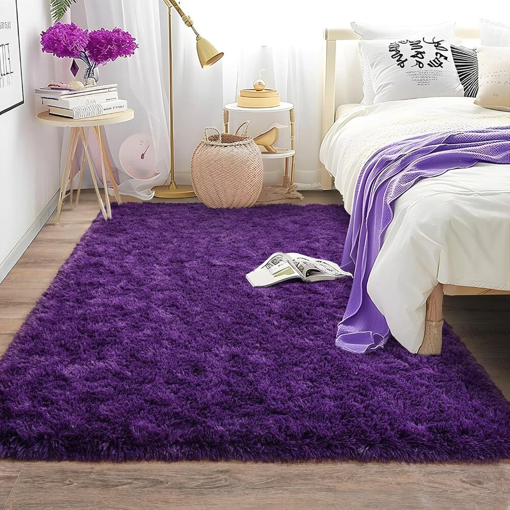 Rug - Purple Area Rug Accent Carpet - Size 4x6 - Machine Washable
